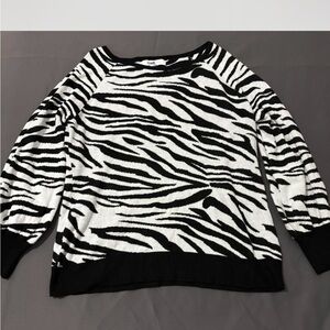 Fever Black and White Animal Print Sweater